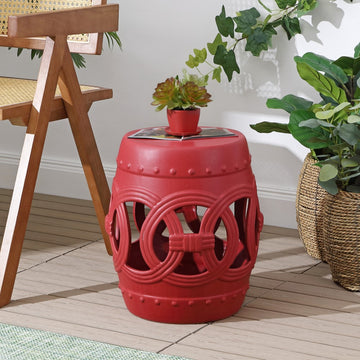 Lucky Coins 16" Chinese Ceramic Drum Garden Stool - JONATHAN Y